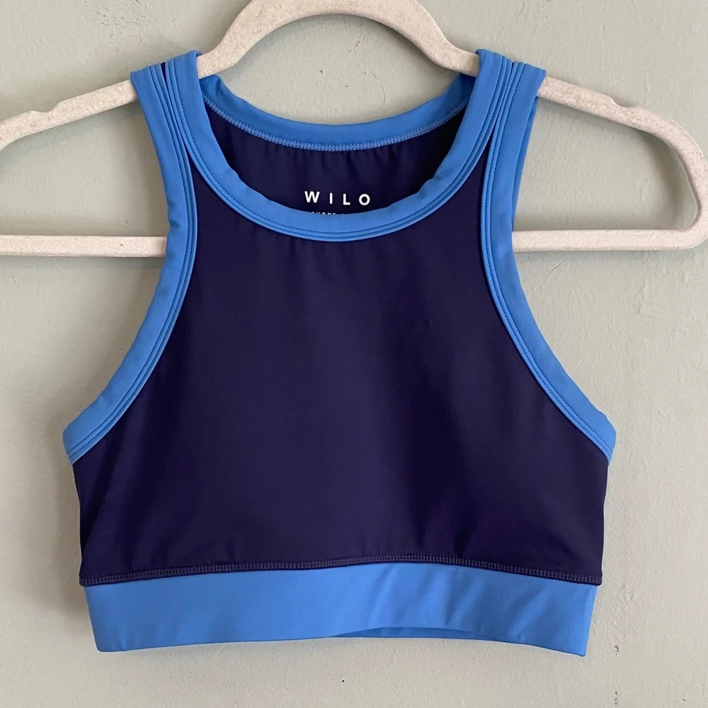 Wilo Women’s Blue High Neck Sports Bra Size Medium - Picture 1 of 6